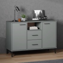 Sideboard with Metal Legs White 113x40x77 cm Solid Wood OSLO