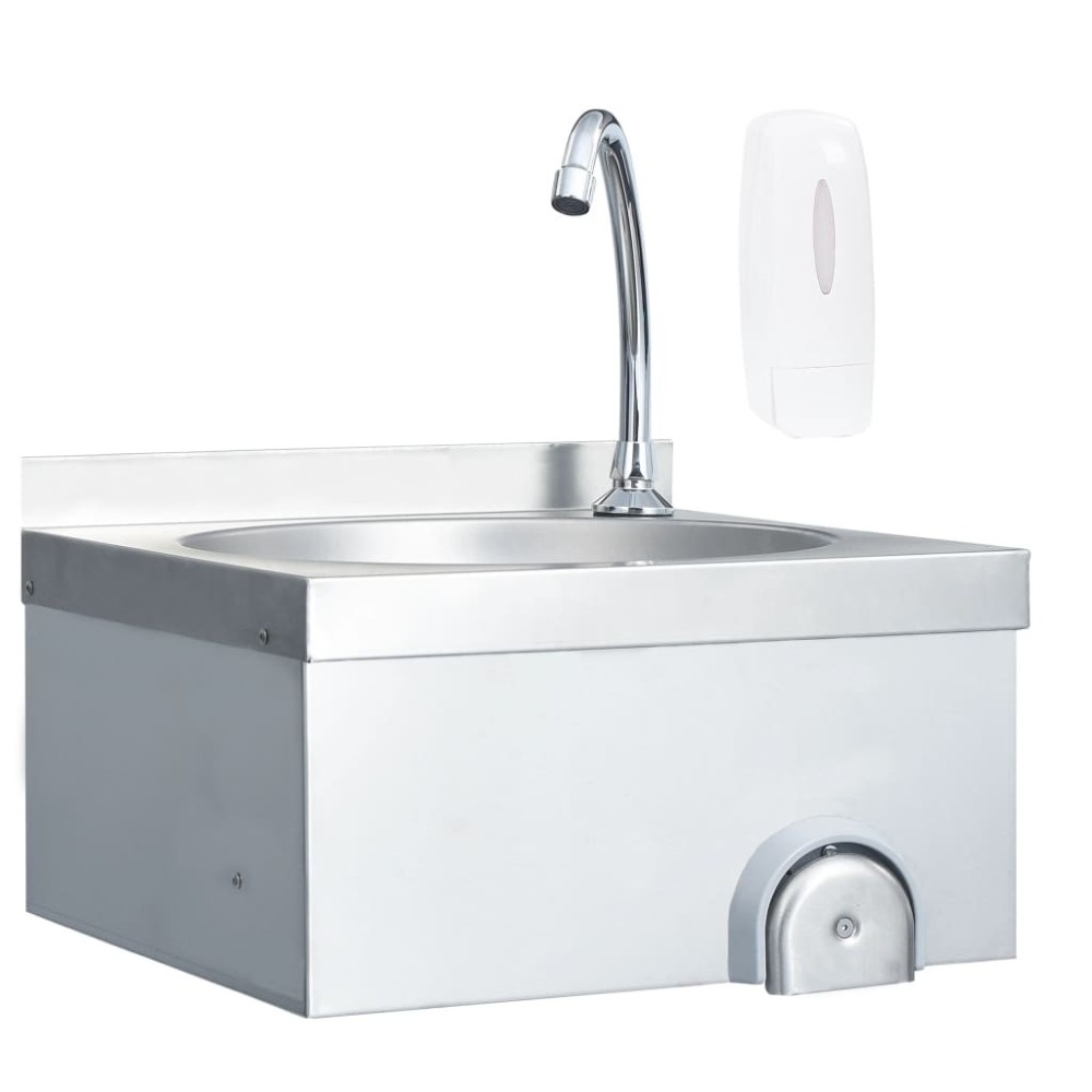 Hand Wash Sink with Faucet and Soap Dispenser Stainless Steel