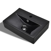 Ceramic Bathroom Sink Basin Faucet/Overflow Hole White Rectangular
