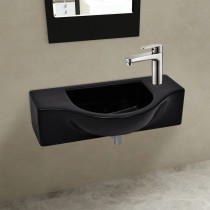 Ceramic Bathroom Sink Basin with Faucet Hole White