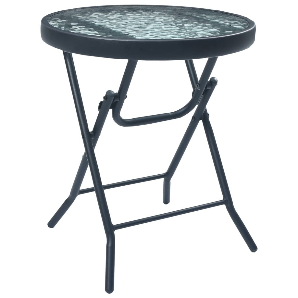 Bistro Table Black 40x46 cm Steel and Glass