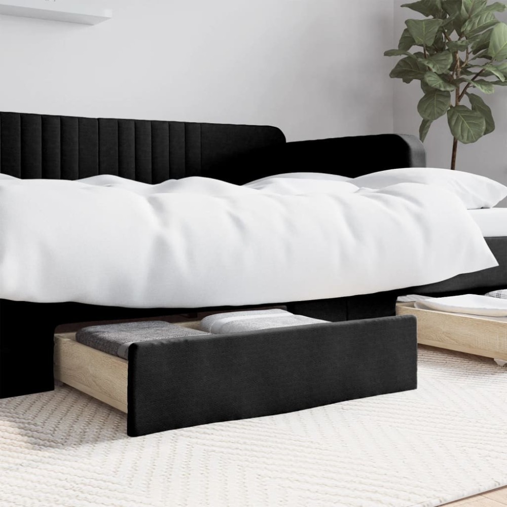 Bed Drawers 2 pcs Cappuccino Engineered Wood and Faux Leather
