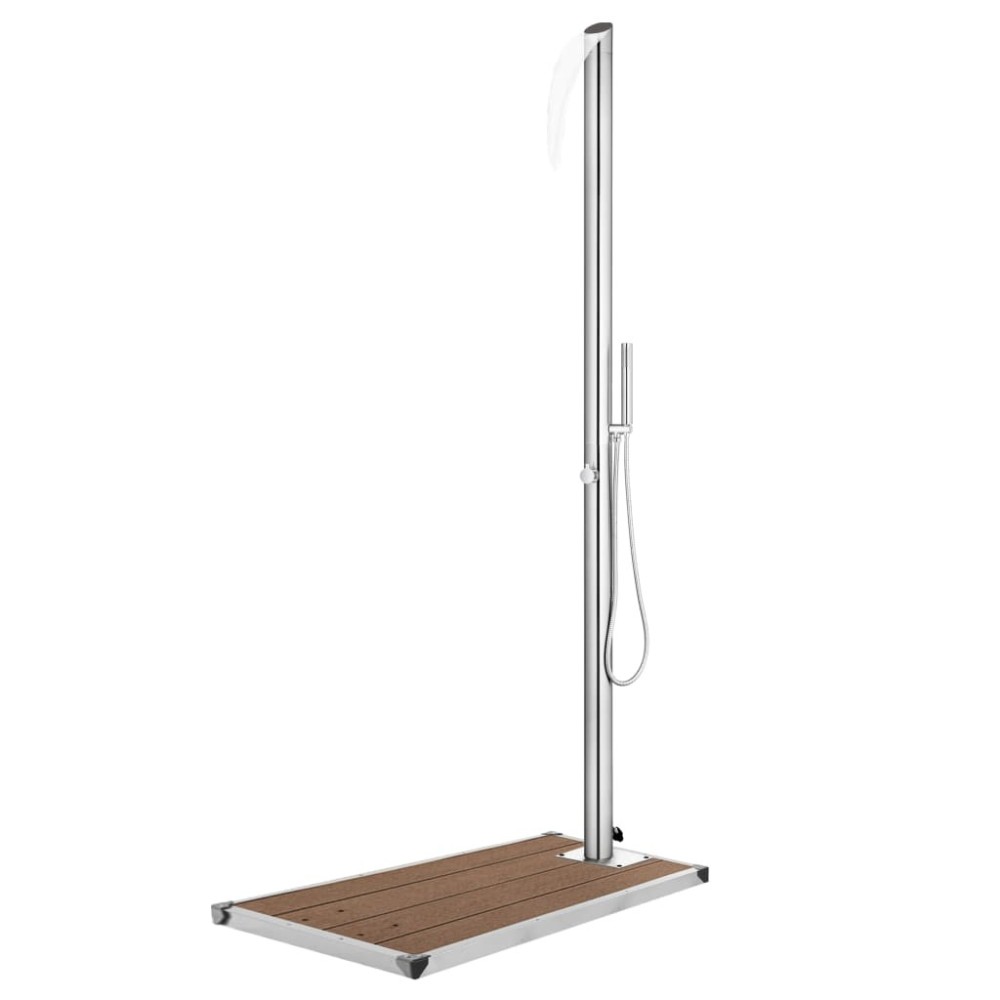 Gartendusche mit Grauer Bodenplatte 225 cm Edelstahl