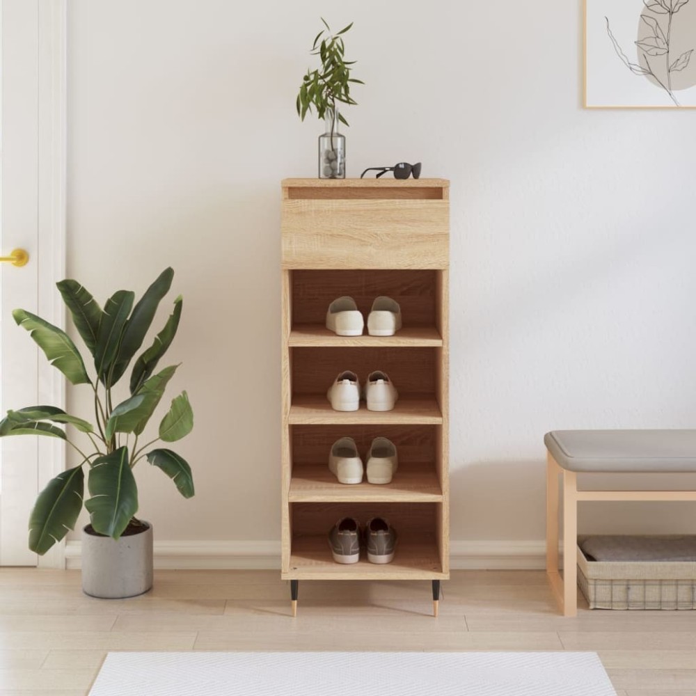 Shoe Cabinet Brown Oak 40x36x105 cm Engineered Wood