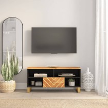 TV Cabinet Brown and Black 100x33.5x46 cm Solid Wood Mango