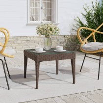 Beistelltisch Schwarz 50x50x38 cm Poly Rattan und Hartglas