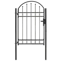 Fence Gate with Arched Top Steel 100x250 cm Black