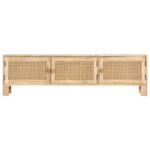 TV Cabinet 140x30x40 cm Solid Mango Wood and Natural Cane