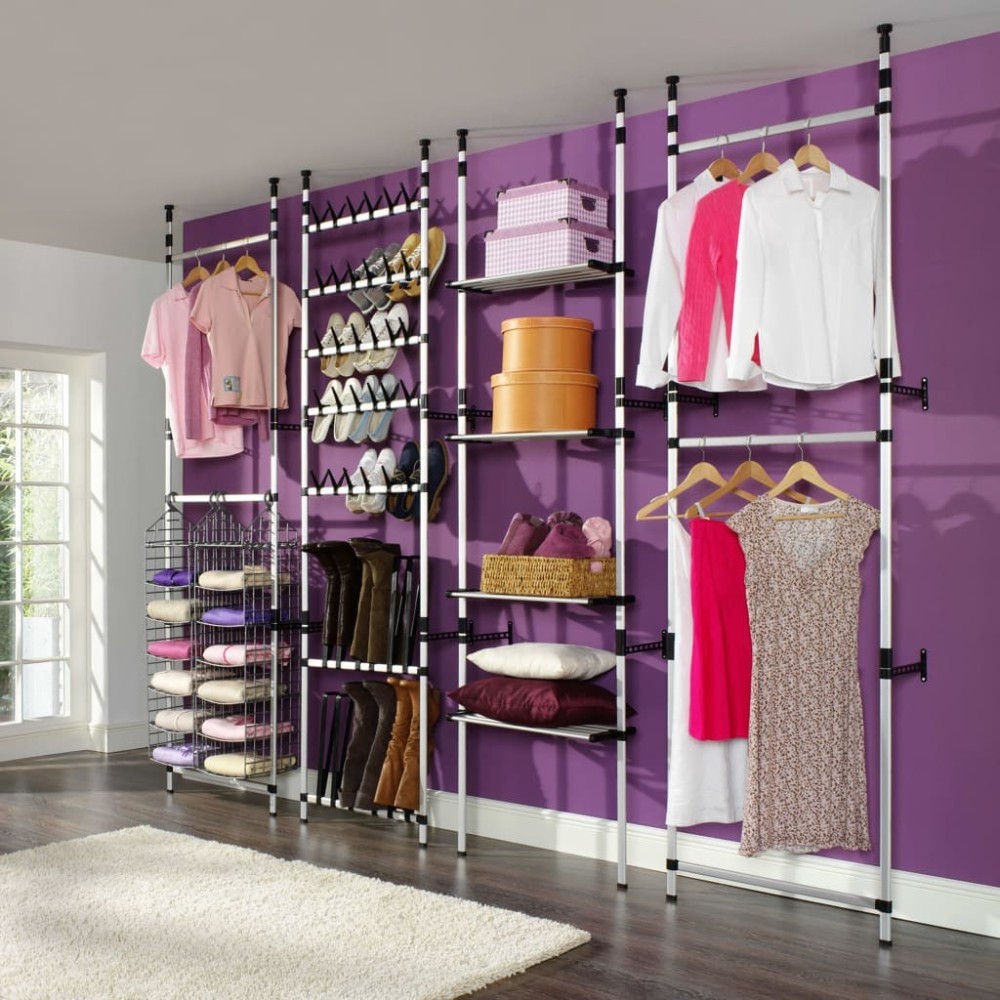 Telescopic Shoe Rack with Rods Aluminium