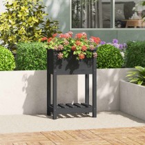 Planter with Shelf Grey 111.5x54x81 cm Solid Wood Pine