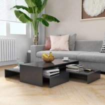 Satztisch-Set Schwarz 100x100x26,5 cm Holzwerkstoff