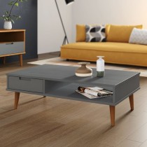 Coffee Table MOLDE Grey 100x55x31 cm Solid Wood Pine