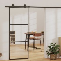Sliding Door ESG Glass and Aluminium 102x205 cm Black