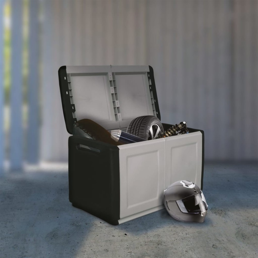 Garden Storage Box 138x53x57 cm 330 L Dark Grey and Black