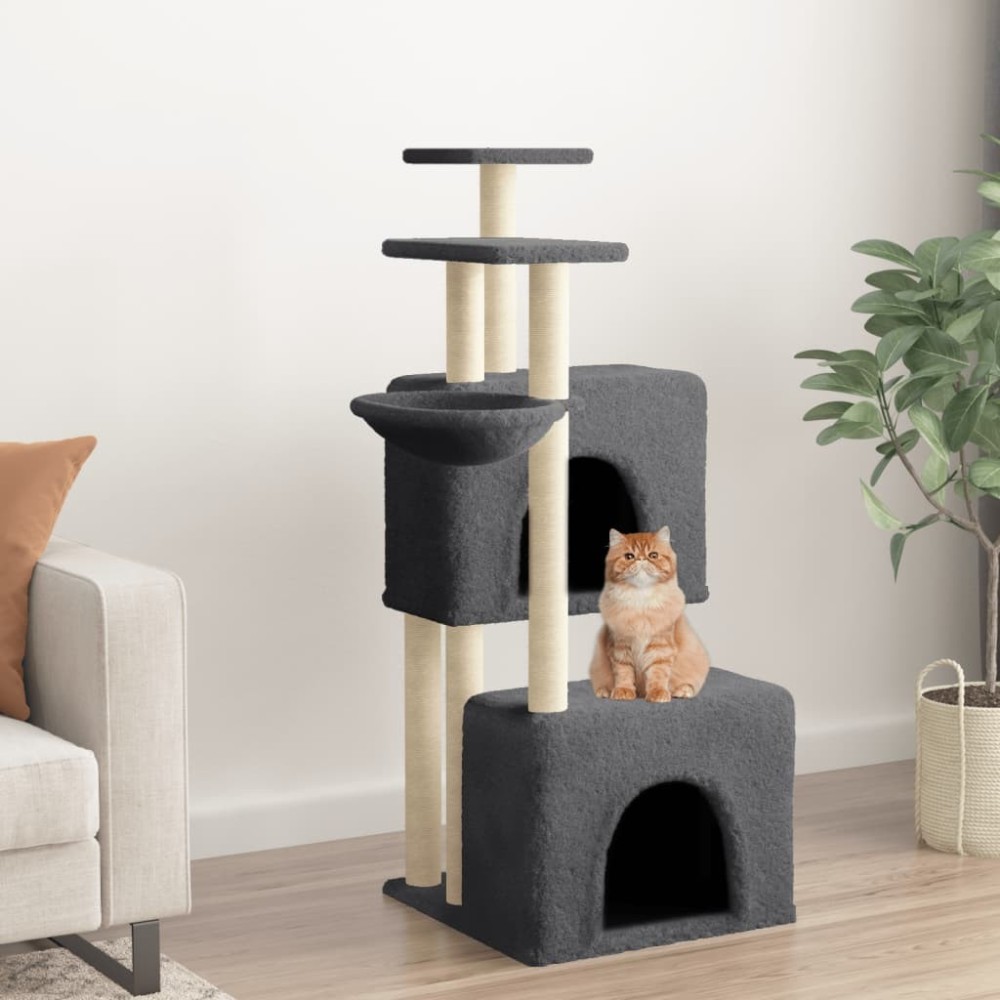 Cat Tree with Sisal Scratching Posts Light Grey 122 cm