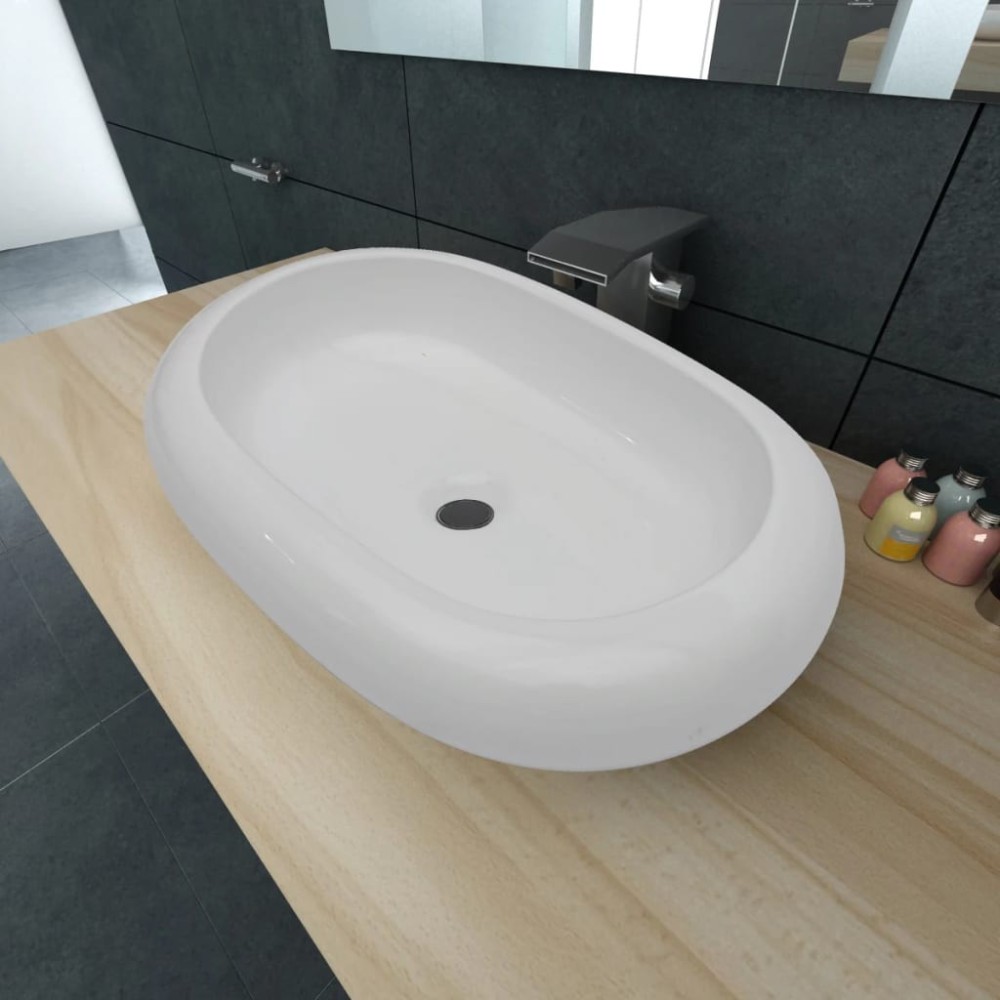 Ceramic Bathroom Sink Basin Black Oval