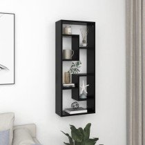 Wall Shelf High Gloss Grey 36x16x90 cm Engineered Wood