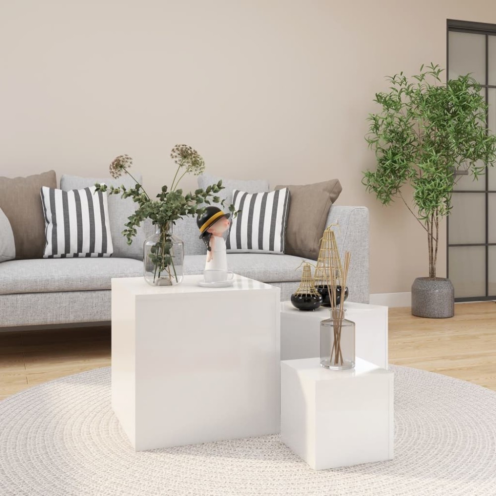 Side Tables 3 pcs Smoked Oak Engineered Wood