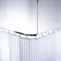 RIDDER Universal Corner Shower Curtain Rail with Hooks Chrome 52500