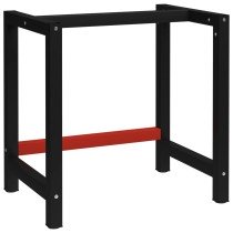 Werkbankgestell Mattschwarz und Mattrot 210x50x79 cm Metall