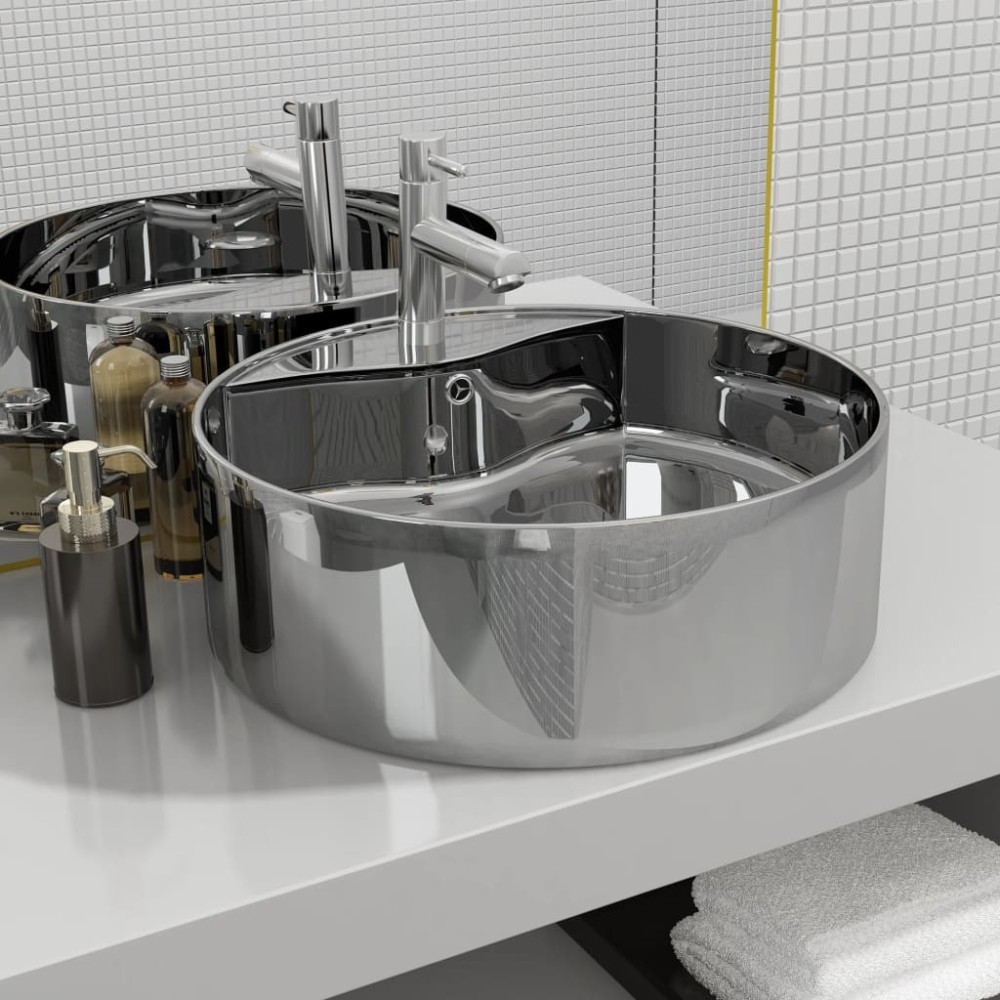 Wash Basin with Overflow 46.5x15.5 cm Ceramic Gold