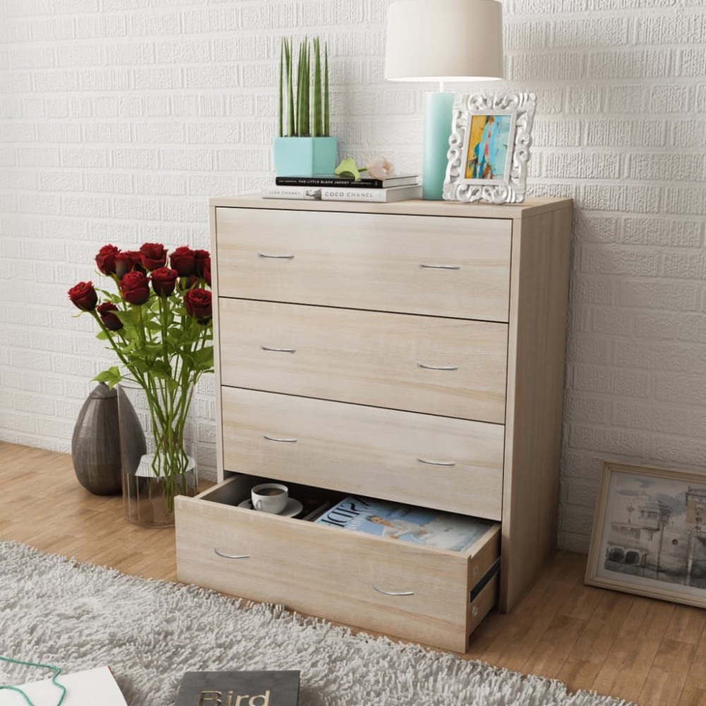 Kommode mit 4 Schubladen 60×30,5×71 cm Weiß