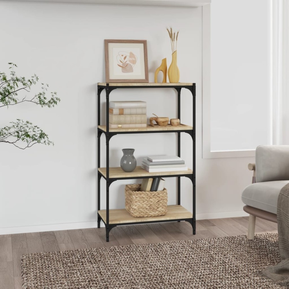 Bücherregal Räuchereiche 60x33x100 cm Holzwerkstoff und Stahl