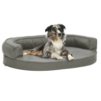 Ergonomic Dog Bed Mattress 75x53 cm Linen Look Grey