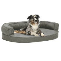 Hundematratze Ergonomisch 60x42 cm Leinenoptik Grau