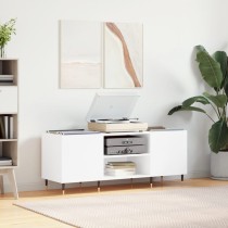 Record Cabinet White 121x38x48 cm Engineered Wood