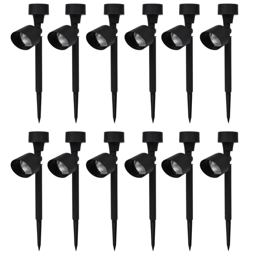 Outdoor Solar Powered LED Spotlight Black 12 pcs