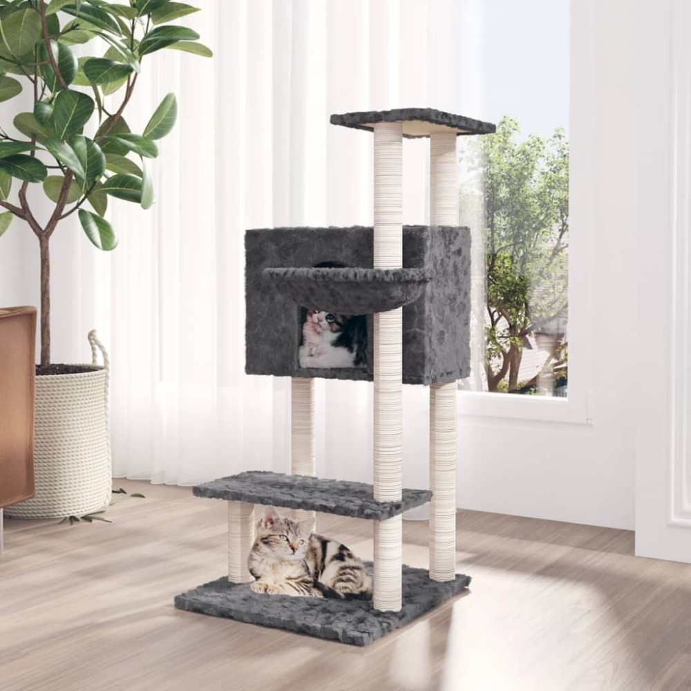 Cat Tree with Sisal Scratching Posts Light Grey 108.5 cm