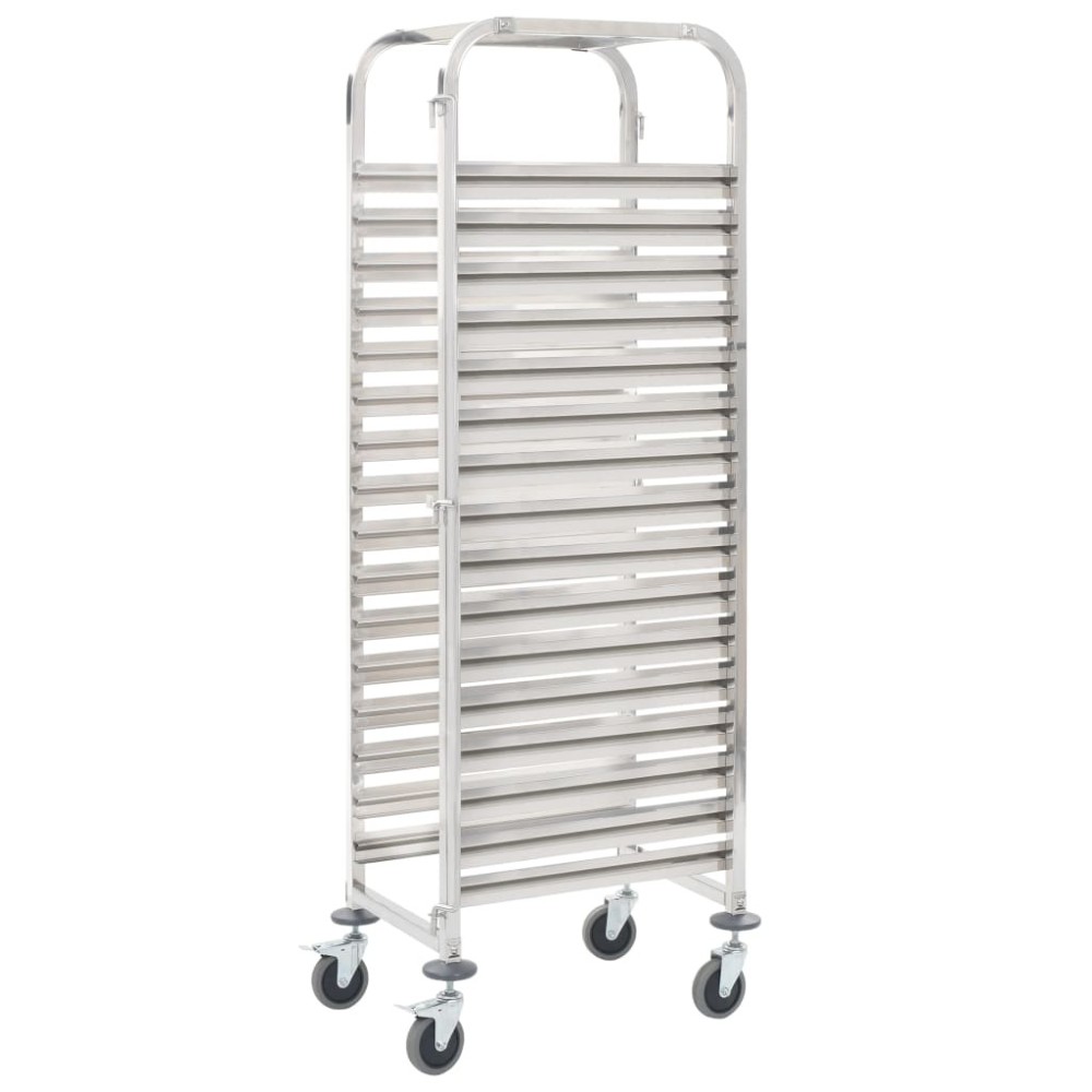 Kitchen Trolley for 16 Trays 38x55x163 cm Stainless Steel