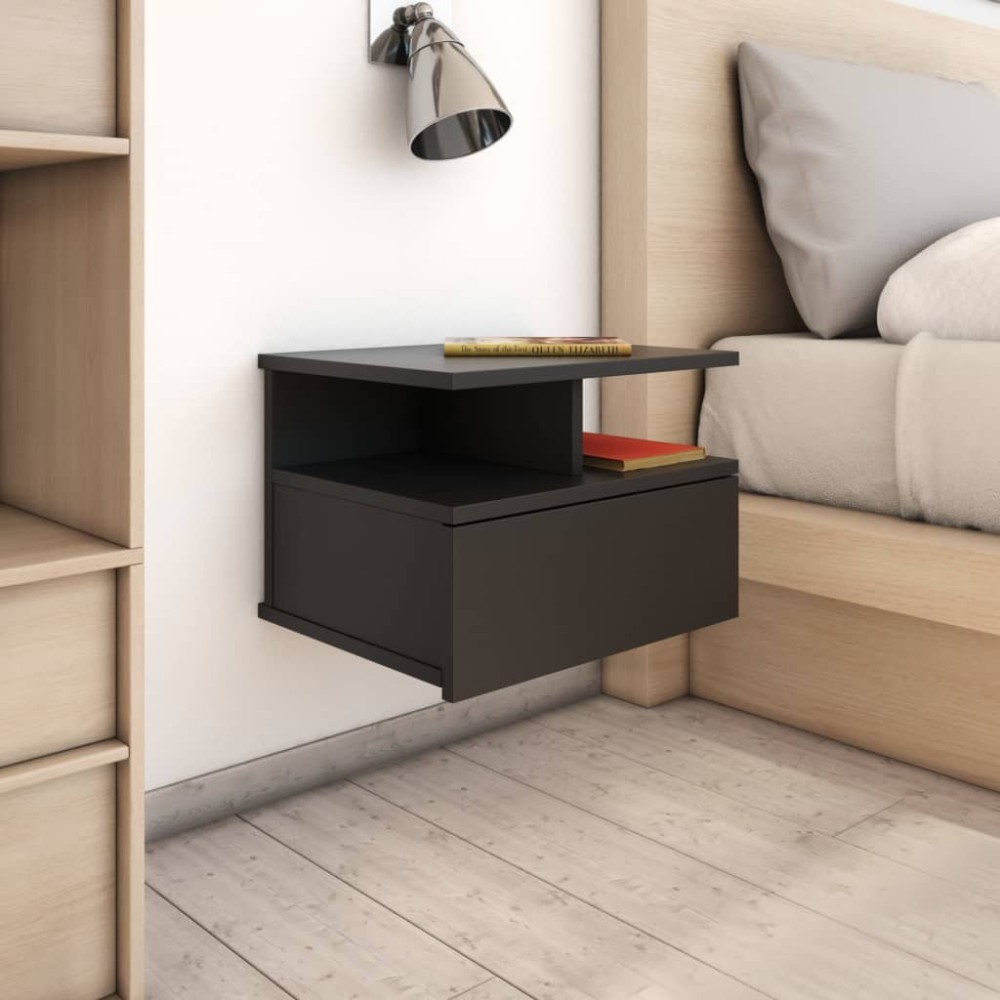 Floating Nightstand High Gloss Grey 40x31x27 cm Engineered Wood