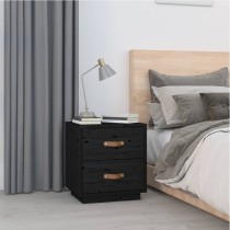 Bedside Cabinet Black 40x34x45 cm Solid Wood Pine