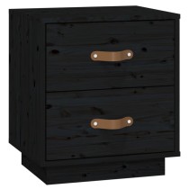 Bedside Cabinet Black 40x34x45 cm Solid Wood Pine