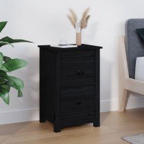 Bedside Cabinets 2 pcs Black 40x35x61.5 cm Solid Wood Pine