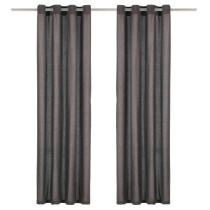 Curtains with Metal Rings 2 pcs Cotton 140x245 cm Beige