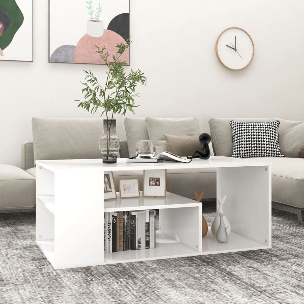 Coffee Table White and Sonoma Oak 100x50x40 cm Engineered Wood