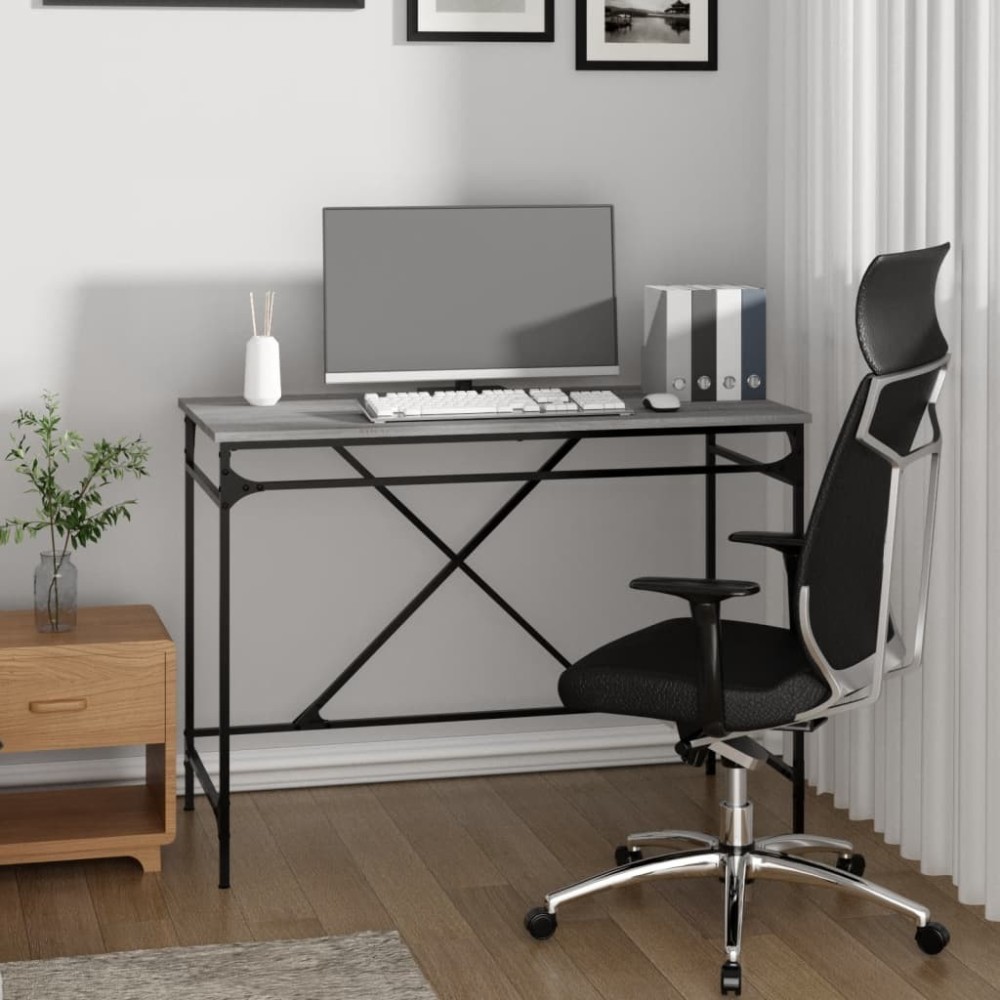 Desk Sonoma Oak 100x50x75 cm Engineered Wood and Iron