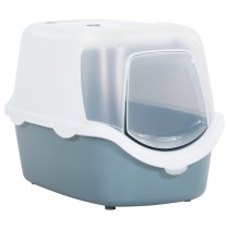 Cat Litter Tray with Cover White and Blue 56x40x40 cm PP