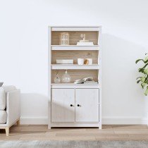 Highboard Grey 80x35x154 cm Solid Wood Pine