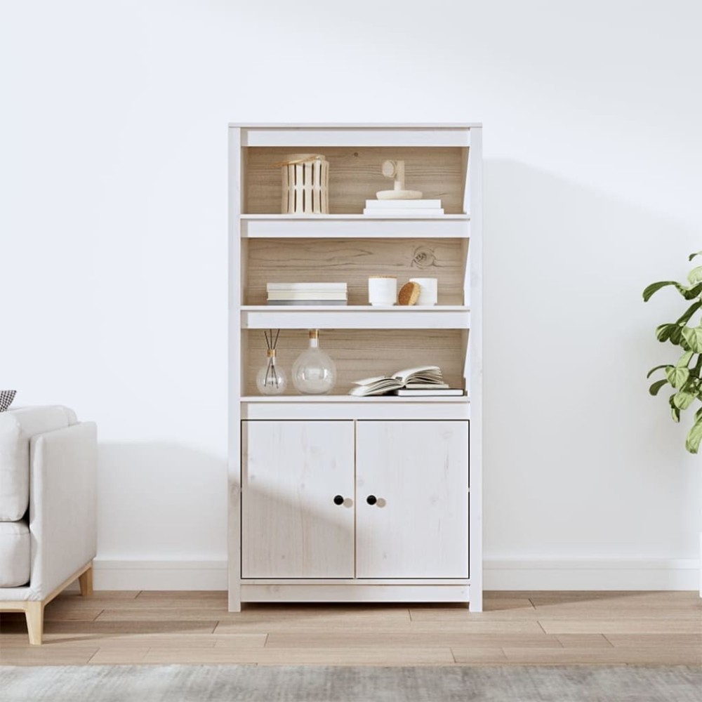Highboard Grey 80x35x154 cm Solid Wood Pine