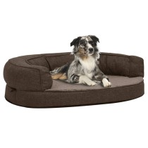 Ergonomic Dog Bed Mattress 90x64 cm Linen Look Fleece Grey