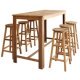 Bar Table and Stool Set 5 Pieces Solid Acacia Wood