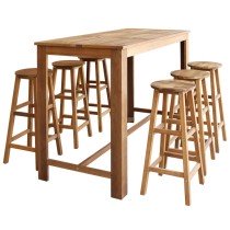 Bar Table and Stool Set 5 Pieces Solid Acacia Wood