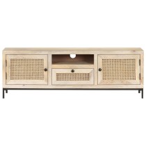 TV Cabinet 120x30x40 cm Solid Mango Wood and Natural Cane