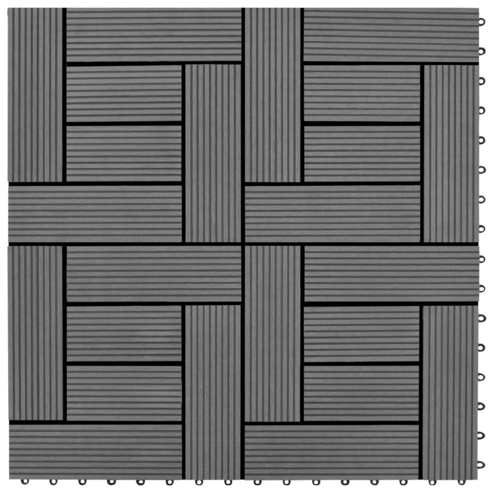 22 pcs Decking Tiles 30x30 cm 2 sqm WPC Dark Brown