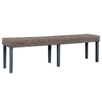 Bench 160 cm Black Natural Kubu Rattan and Solid Mango Wood