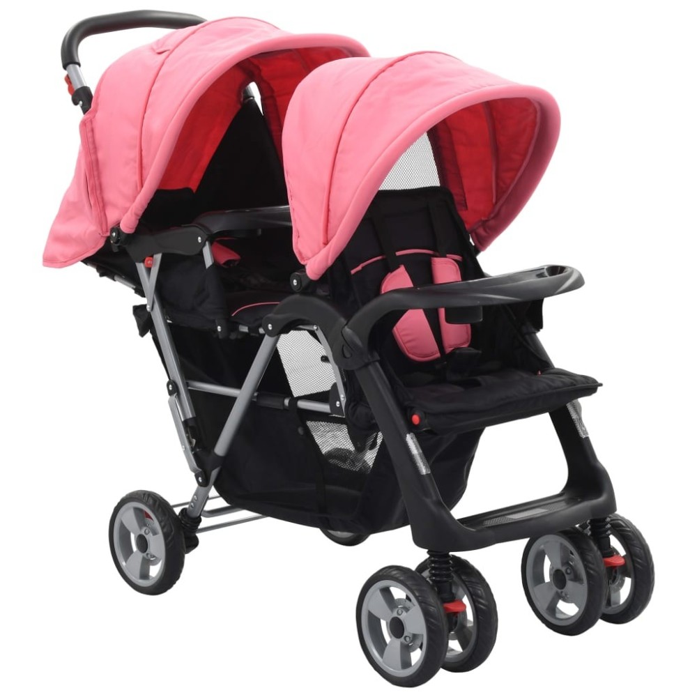 Tandem Stroller Steel Red and Black